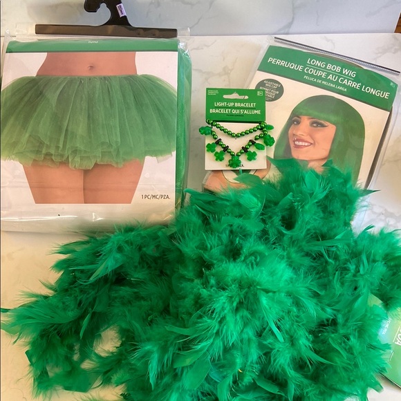 Accessories - Fun Colorful Green Tutu  Feather Boa and Bracelet Set St. Patricks Day costume